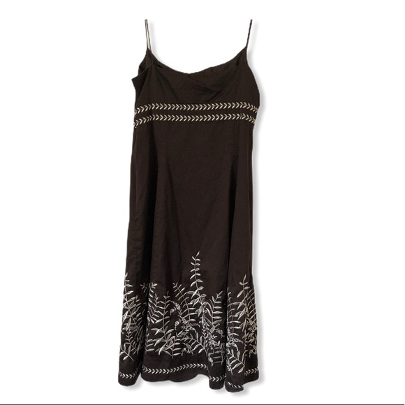 Ann Taylor Dresses & Skirts - Ann Taylor Dark Brown Embroidered Sun Dress Size 8